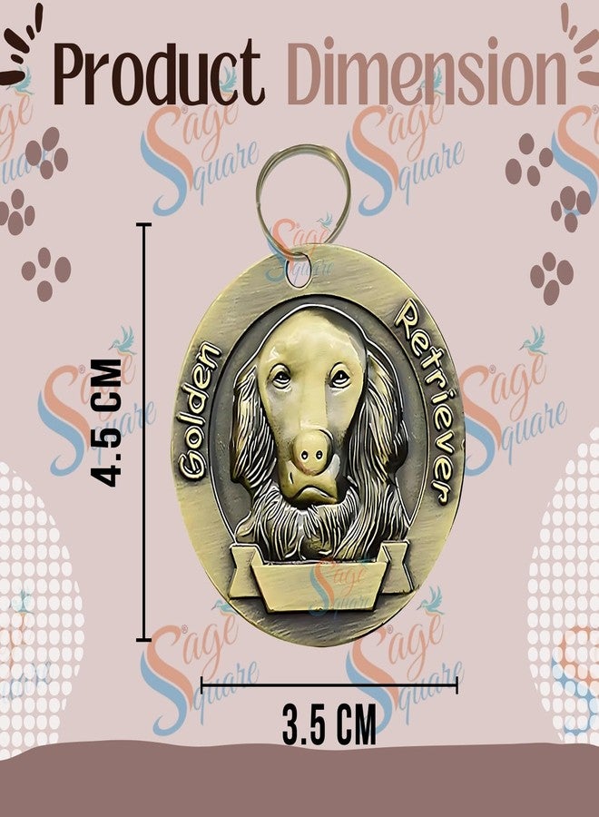 سايج سكوير قلادة مربعة الشكل من المعدن البرونزي بتصميم كلب جولدن ريتريفر - حلقة تثبيت آمنة، تفاصيل السلالة محفورة بوضوح، متينة، مقاومة للصدأ، مثالية، مناسبة للكلاب - Image 4